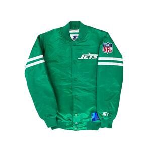 Size S - New York Jets Starter Satin Green Bomber Jacket💚 Brand New + 11 Pins!